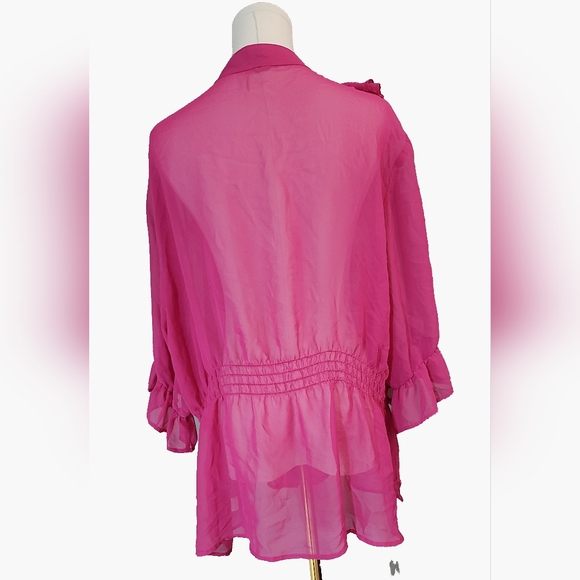 Apple Bottom Bold‎ Pink Ruffled Button-Up Blouse - Picture 2 of 5